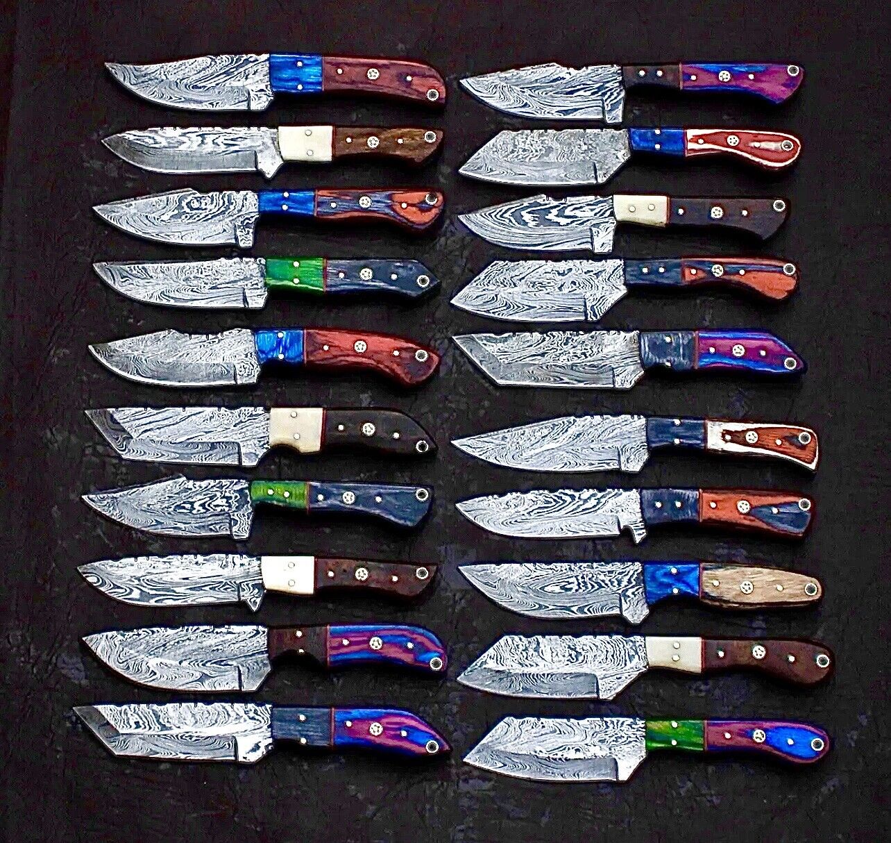 LOT OF 20 EVEREST CUSTOM HANDMADE DAMASCUS STEEL MIX HUNTING EDC SKINNER KNIFE