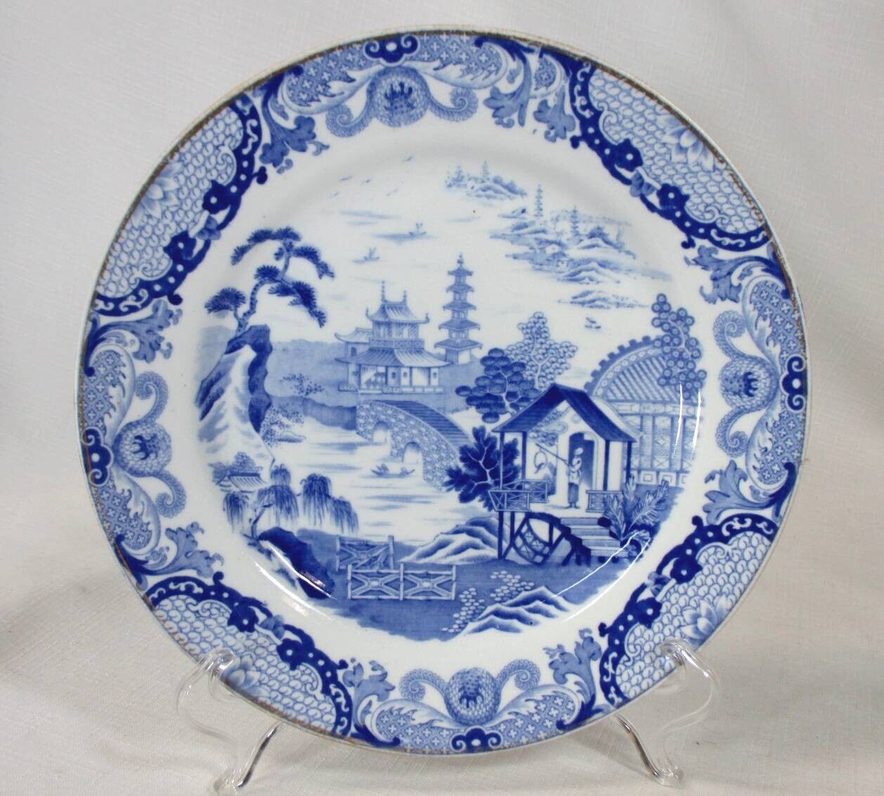 EARLY WEDGWOOD ROMANTIC / HISTORICAL BLUE & WHITE SCENIC 8.25\