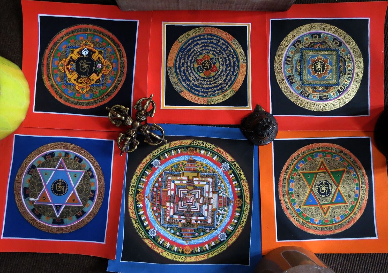 Tibetan Buddhism Om Mantra Mandala Kalachakra 6 Thangka Lama Hand Painting free