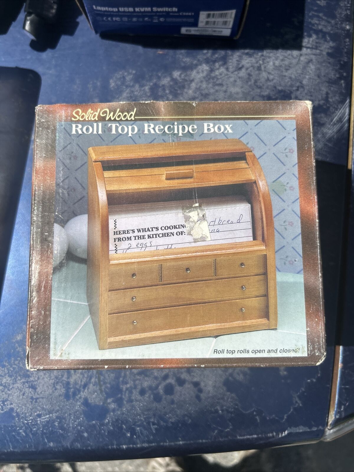 Solid Wood Roll Too Recipe Box