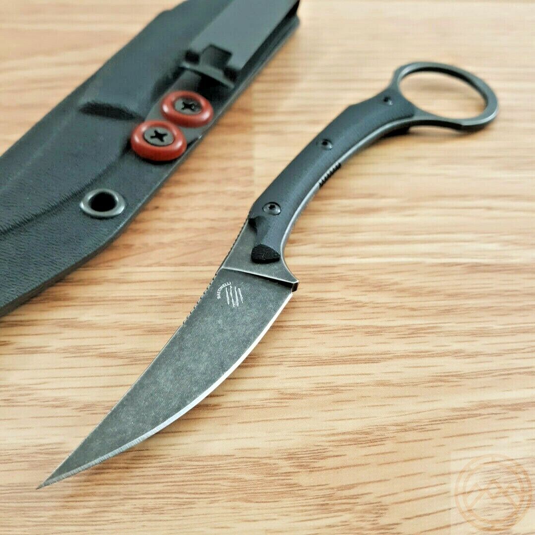 Bastinelli Creations Dopamine Fixed Knife M390 Steel Blade 3D Black G10 Handle