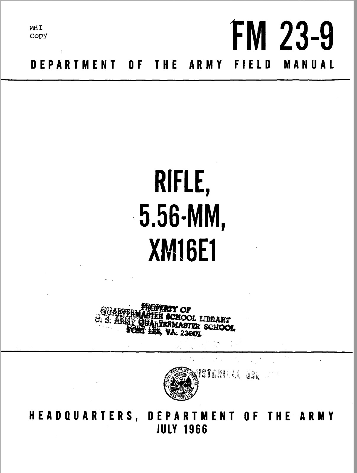 81 Page 1966 1968 c1 5.56 mm XM16E1 M16A1 FM 23-9 Manual on CD