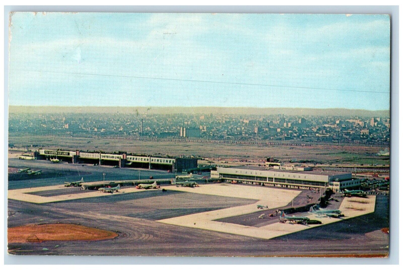 Newark New Jersey NJ Postcard Aerial View Newark Airport 1964 Vintage Antique