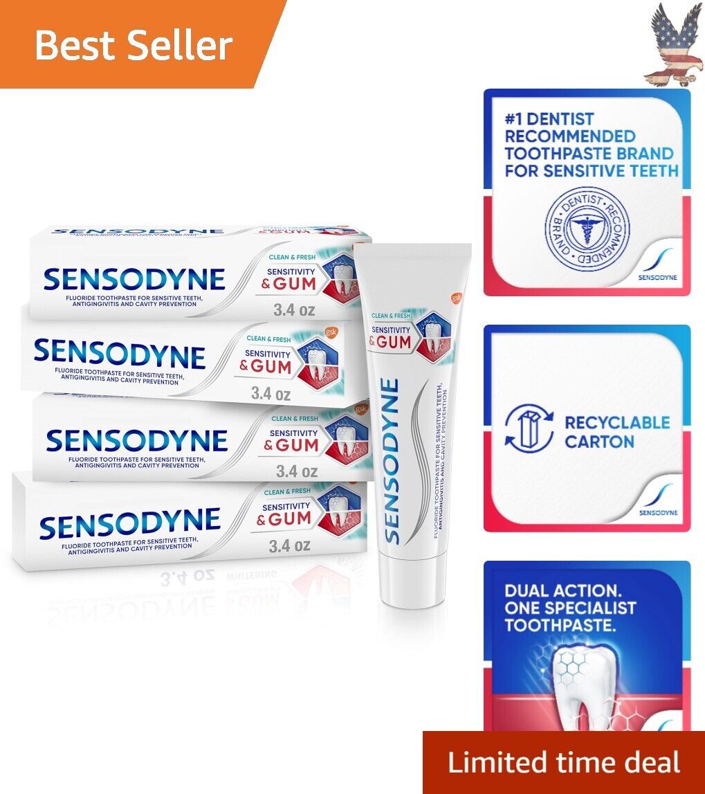 Protective Mint Dual-Action Sensitivity & Gum Toothpaste - 3.4 oz Pack of 4
