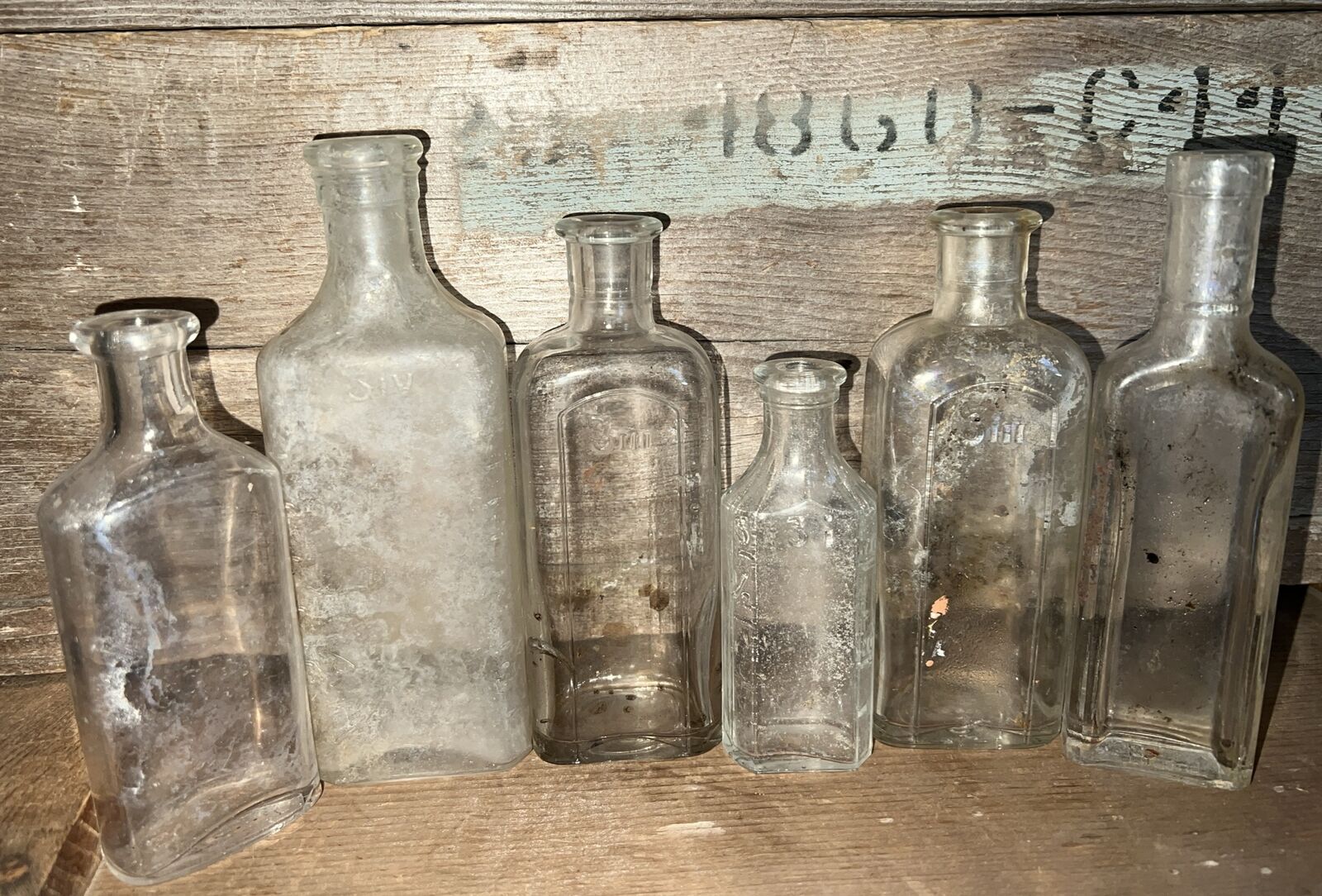 Lot Of 6 Vintage Apothecary Bottles