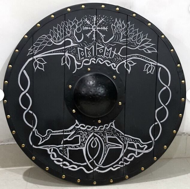 Viking Norse Cosplay Reenactment Black Tree Round Christmas Costume Shield Gift