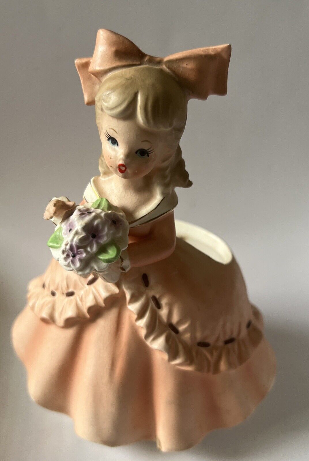 Vtg Napcoware Planter Girl Figurine Japan C-6435  Southern Belle w/Flowers