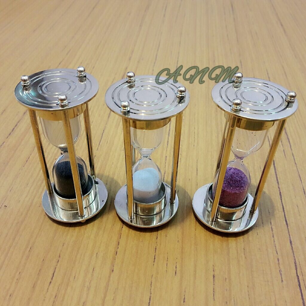 Set Of 3 Sand Timers Hourglass Nautical Collectible Gift