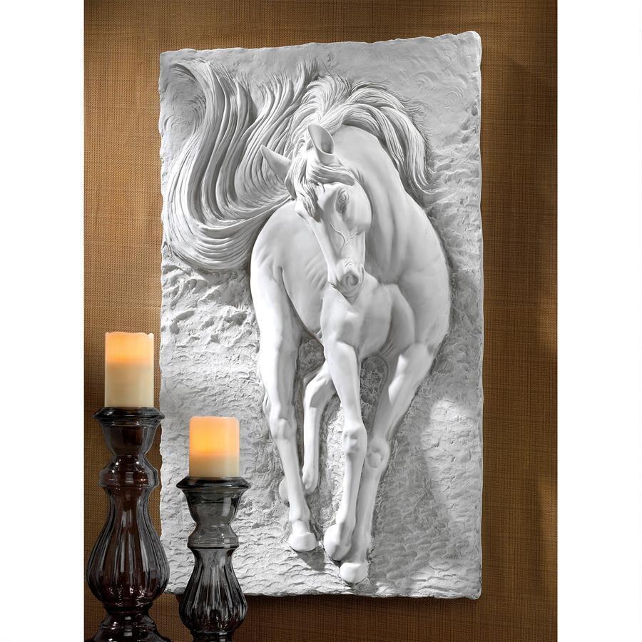 Equestrian Showcase Thoroughbred High Relief Galloping Horse Wall Sculpture