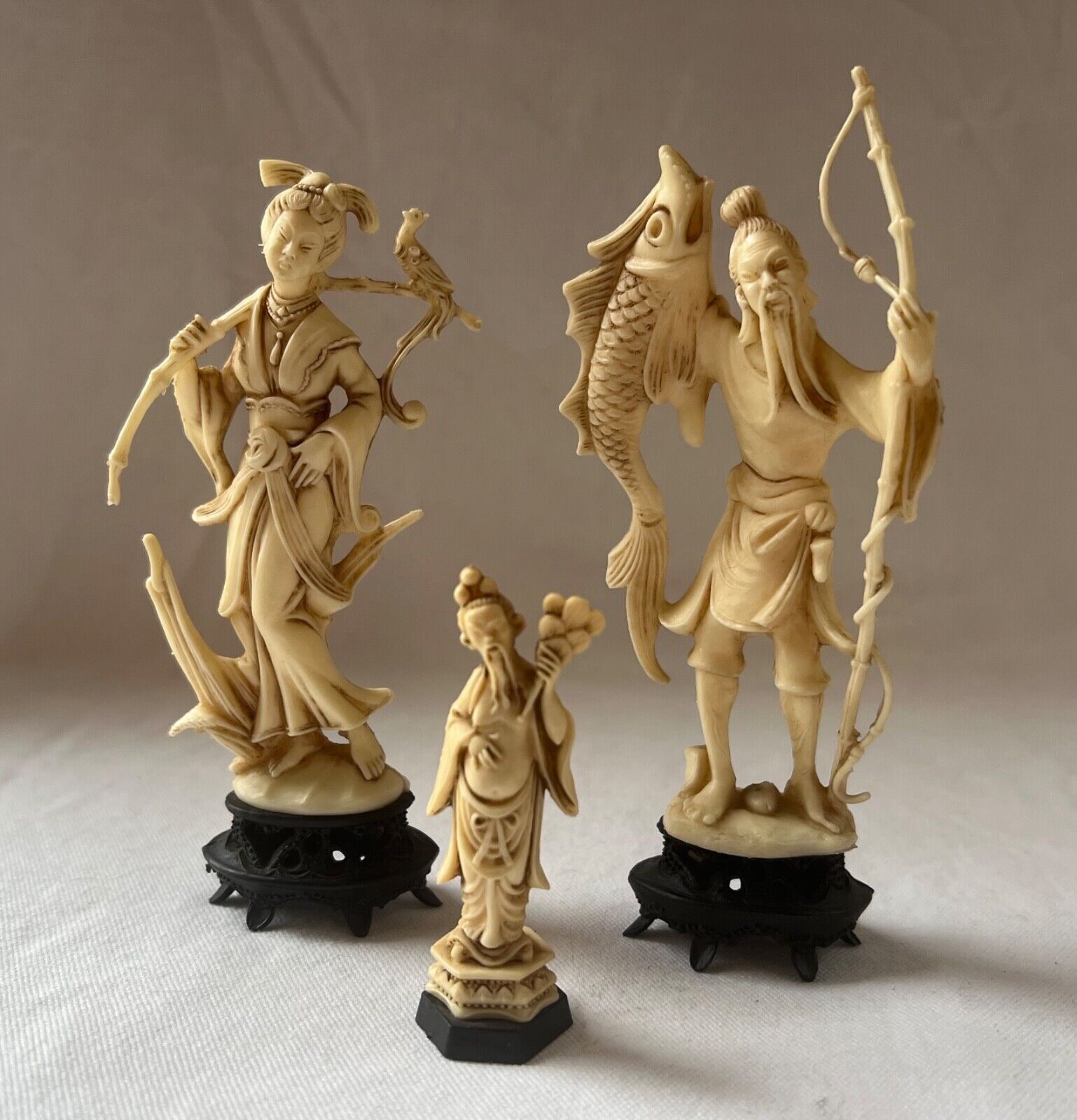 Vintage Asian Figures Made in Italy Resin on Stand (Free ship)