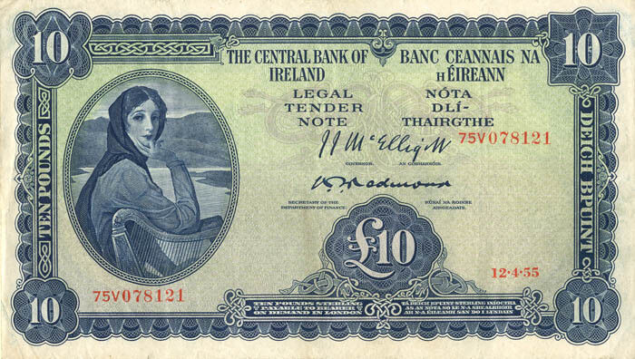 Ireland - 10 Pounds - P-59c - 1955 dated Foreign Paper Money - Paper Money - For
