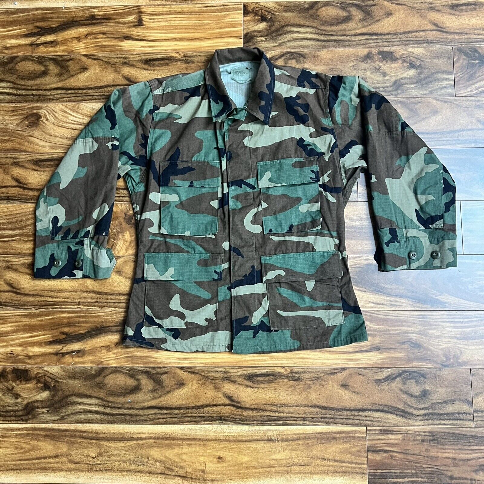 Vintage US Military Army Woodland Camo Canvas Jacket Size S XX Short Field Coat