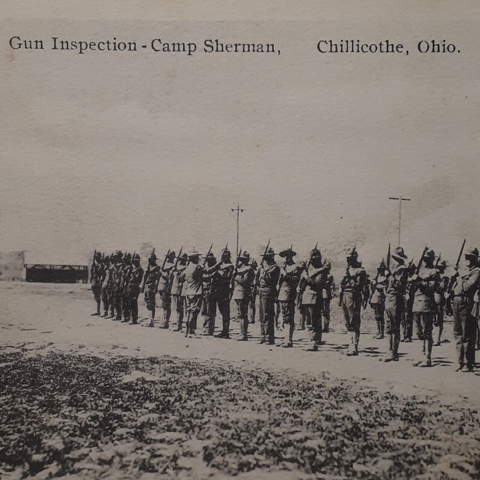 Historic WWI Postcard Camp Sherman Gun Inspection Chillicothe Ohio May 19, 1918 
