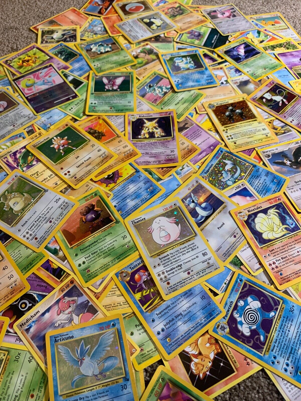 Mystery Pokemon cards. Lot Of 75 Rares, Uncommons, Commons WOTC Vintage