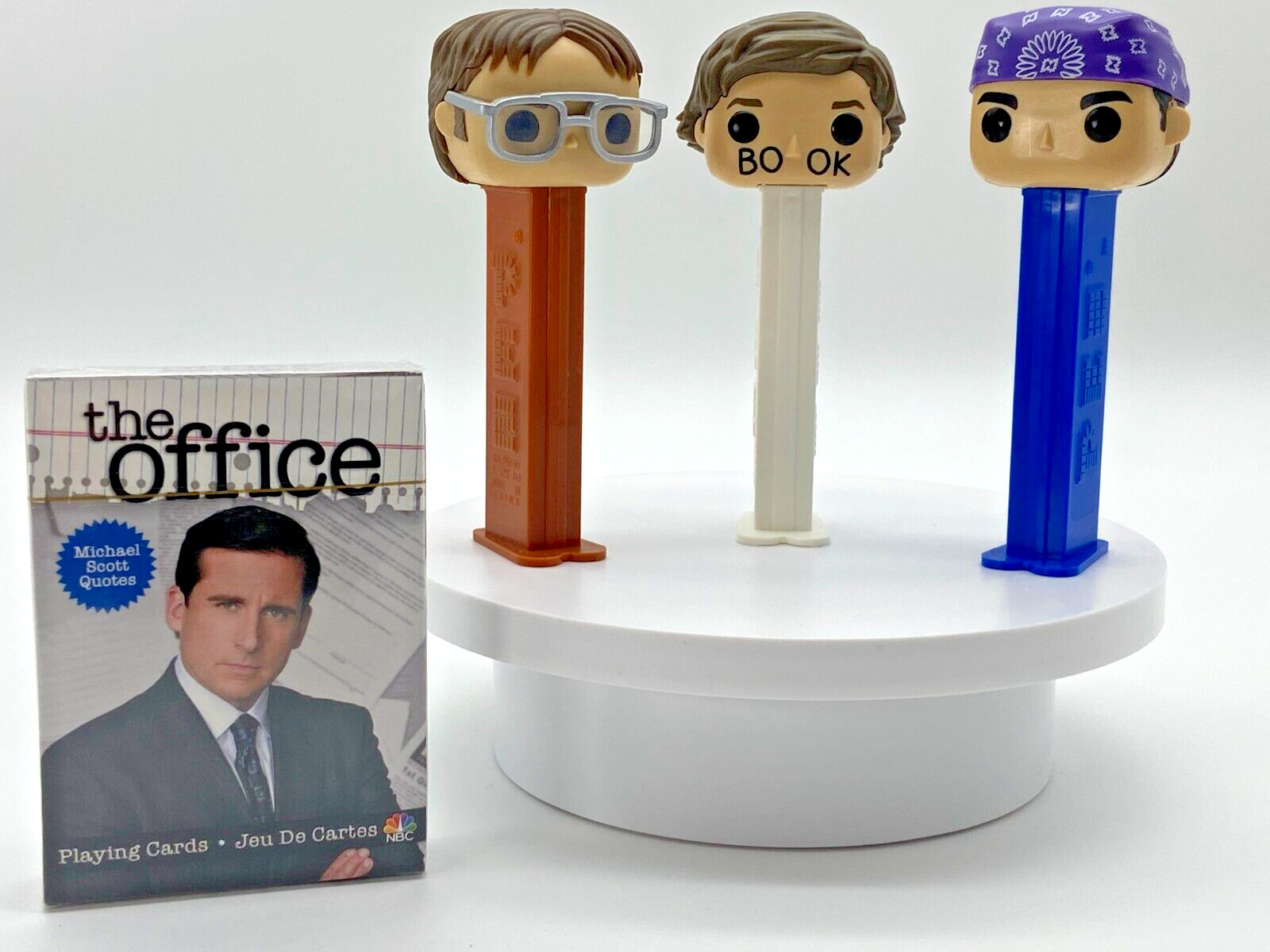 Funko Pop The Office Pez LOT: Prison Mike, Dwight, Facebook Jim, and Card Deck