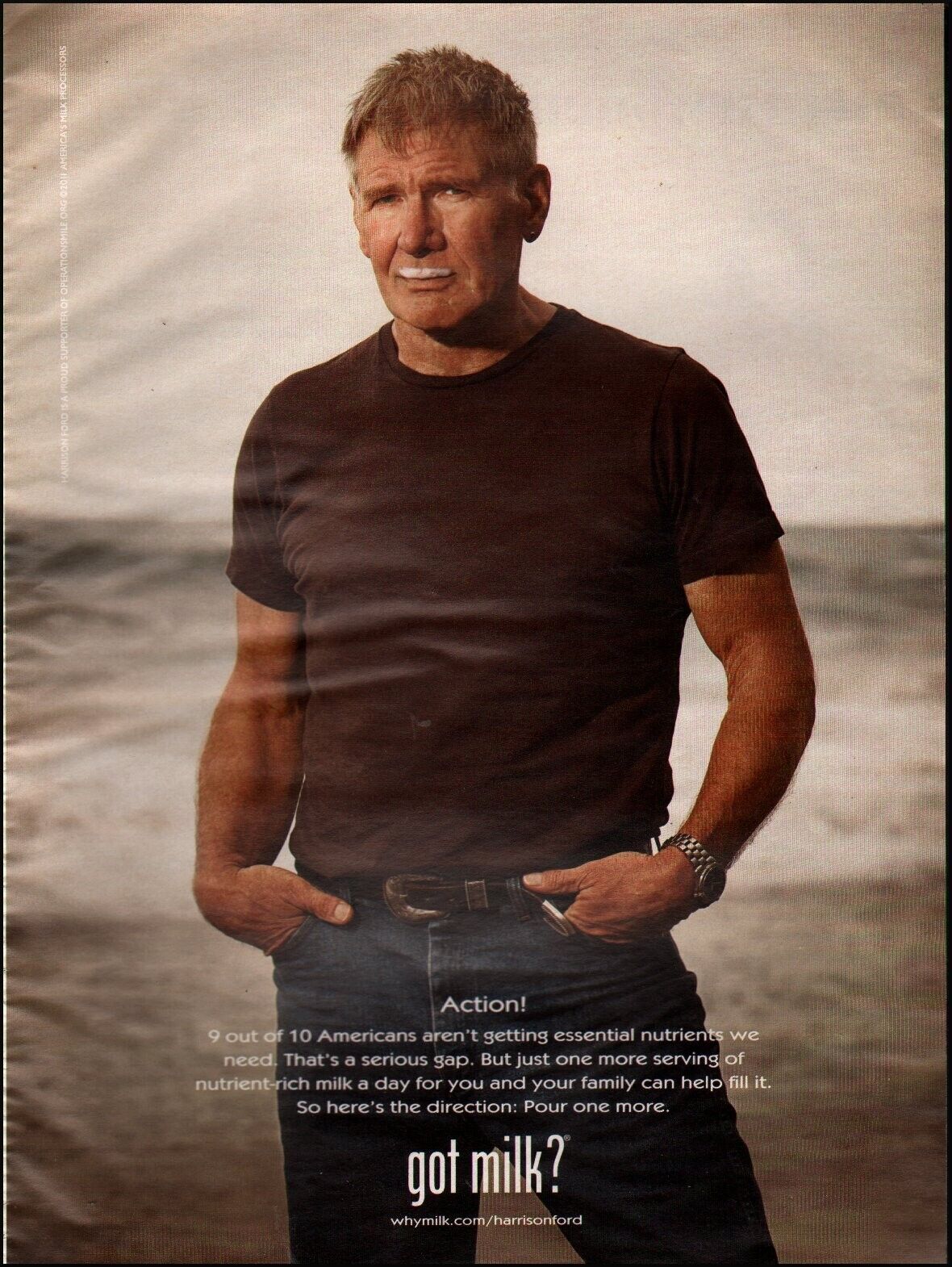 2011 Print ad got Milk? America\'s Milk Processors actor Harrison Ford Photo