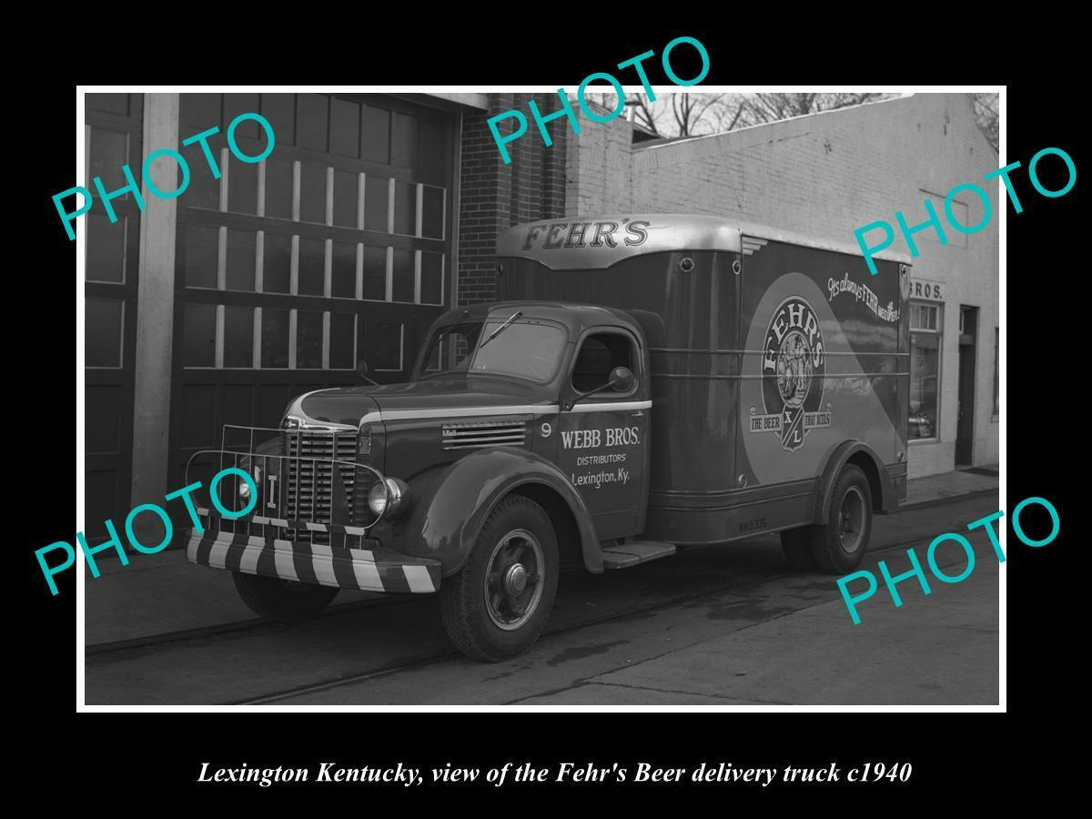 OLD 6 X 4 HISTORIC PHOTO OF LEXINGTON KENTUCKY, THE FEHRS BEER TRUCK c1940