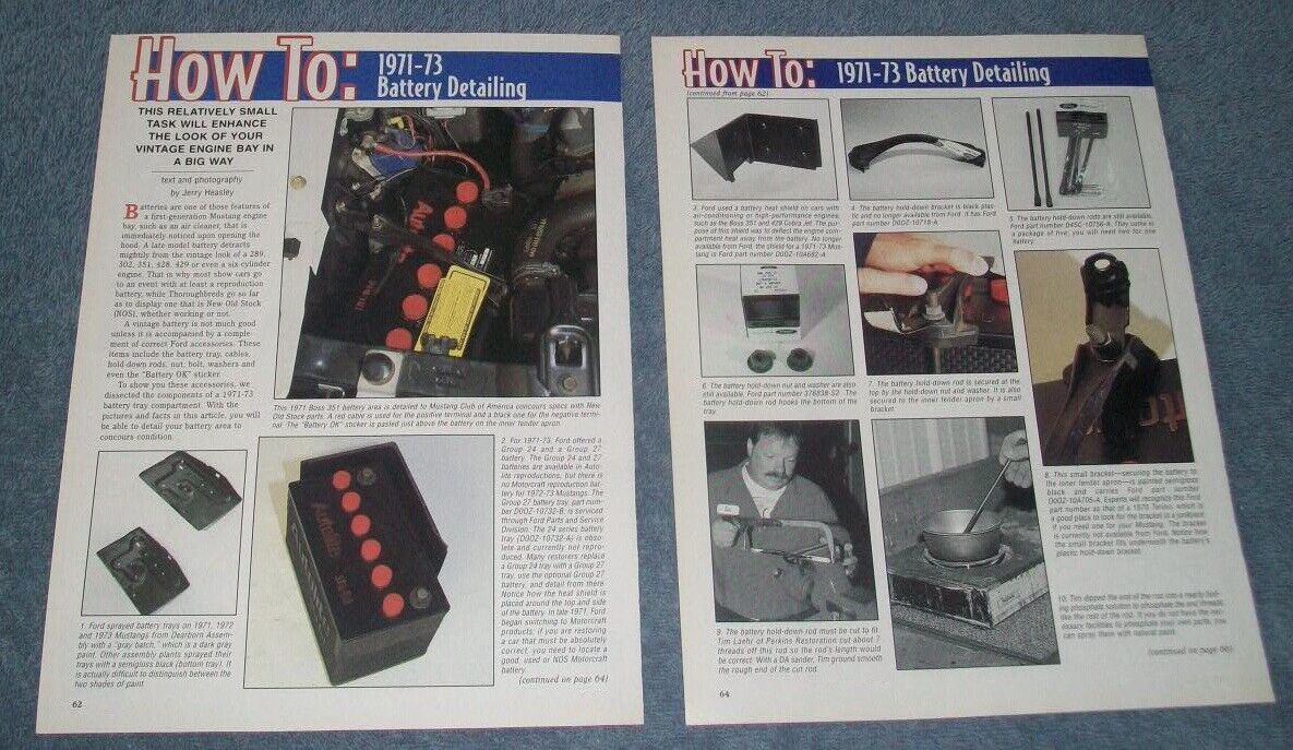 1971 72 73 Ford Mustang Battery Detailing How-To Tech Info Article Mach 1 Boss