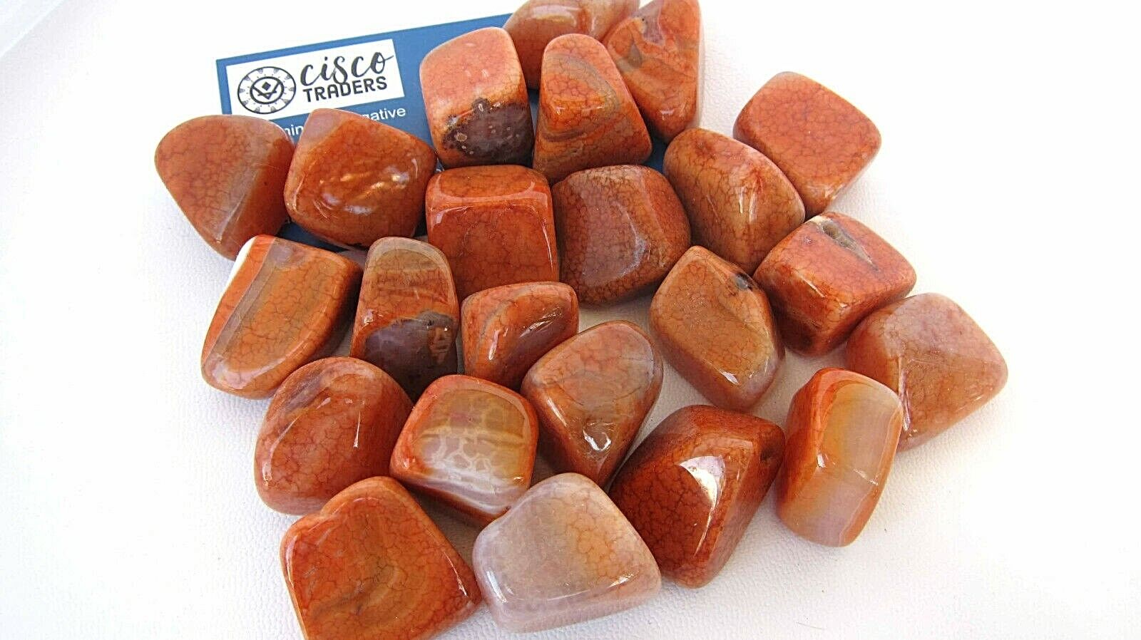 One Red Fire Agate Tumbled Stone 20-25mm Reiki Healing Crystal Creativity Energy
