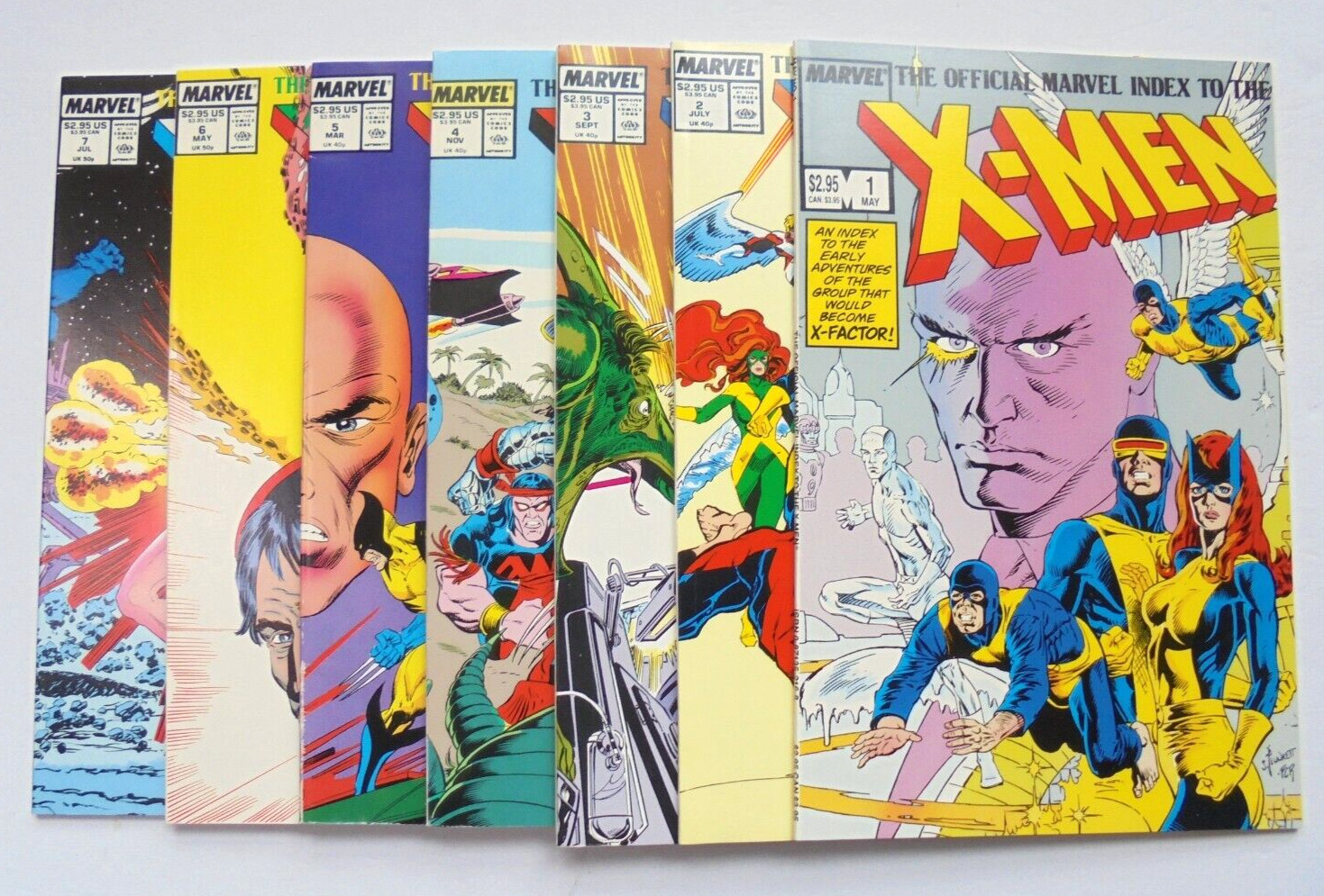 Official Marvel Index to the X-Men # 1-7 Full Run Comic Book Lot  ~ 1987 LOOK