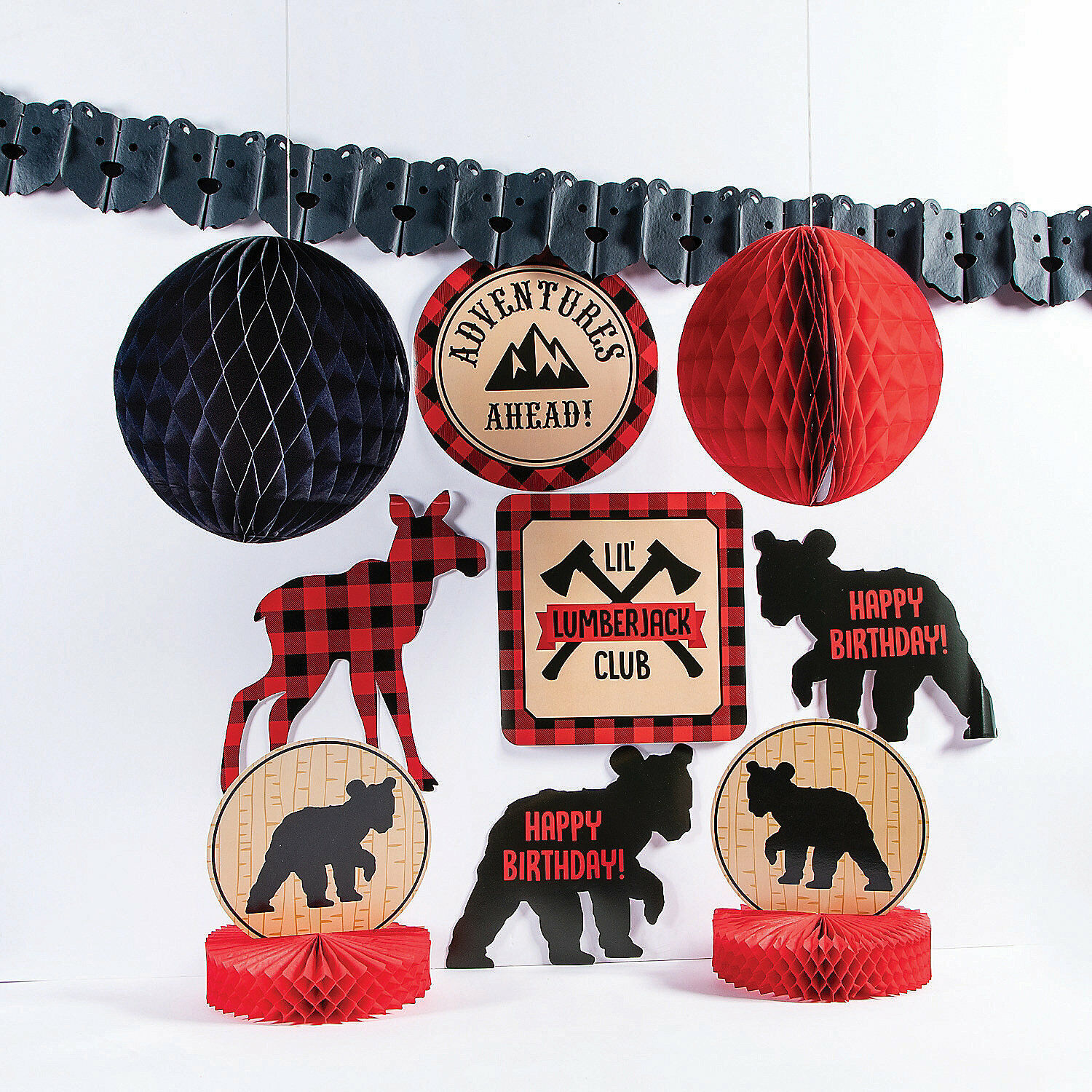Buffalo Plaid Birthday Decorating Kit, Party Decor, 10 Pieces