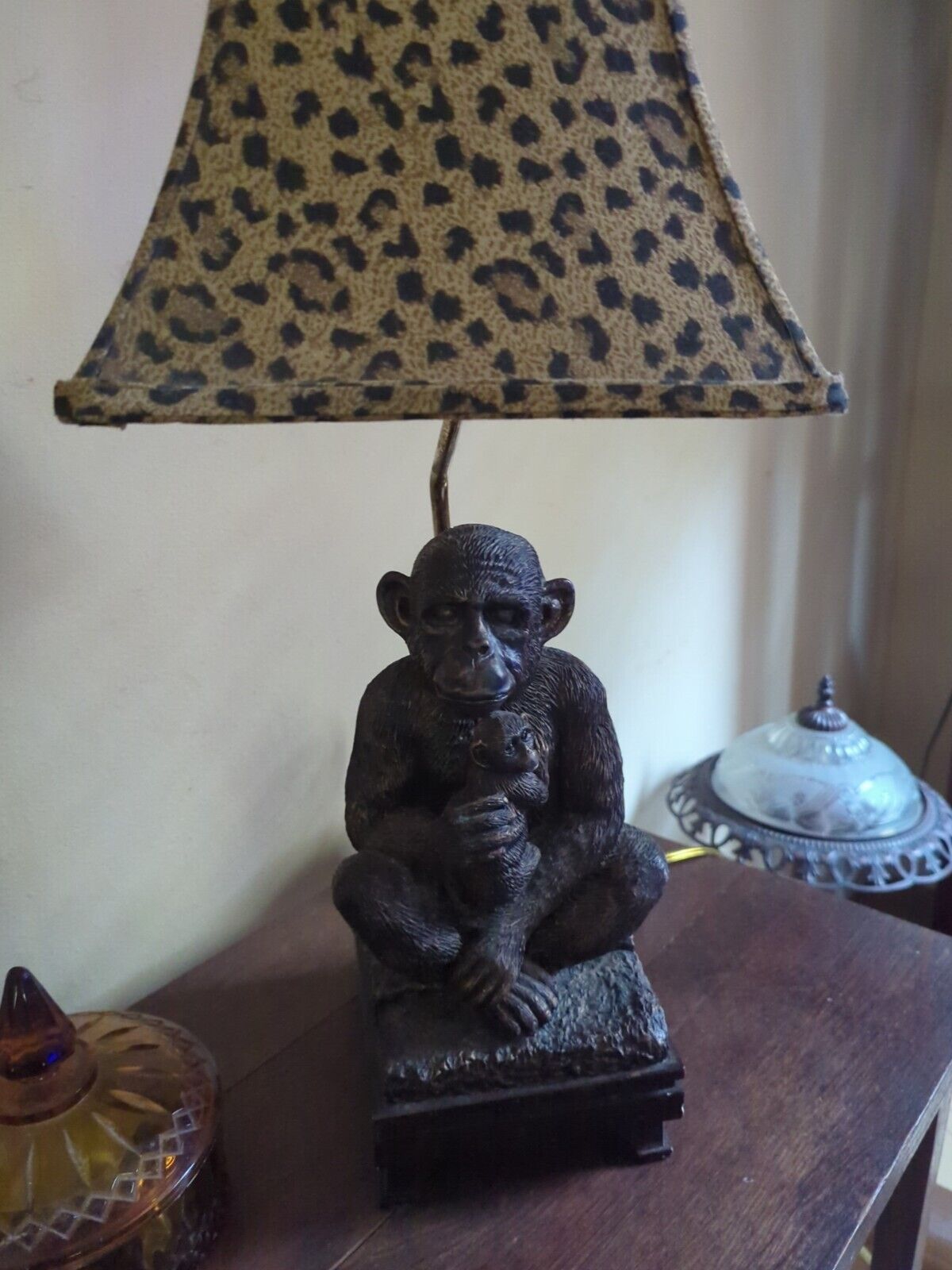 Monkey Holding It's Baby Lamp