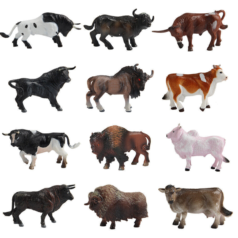 Figure Toy Cow Simulation Farm Cattle Ox Bull Animal Model Kids Educational Gift
