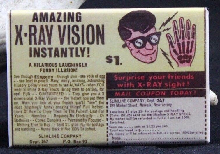 X-Ray Vision Glasses Comic Book Ad - Fridge / Locker Magnet. Vintage Toy Ad