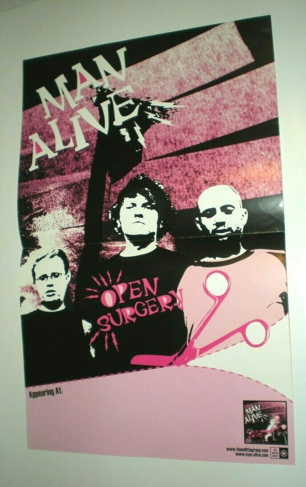 POSTER by MAN ALIVE open surgery Rare Promo For the band album gig show F