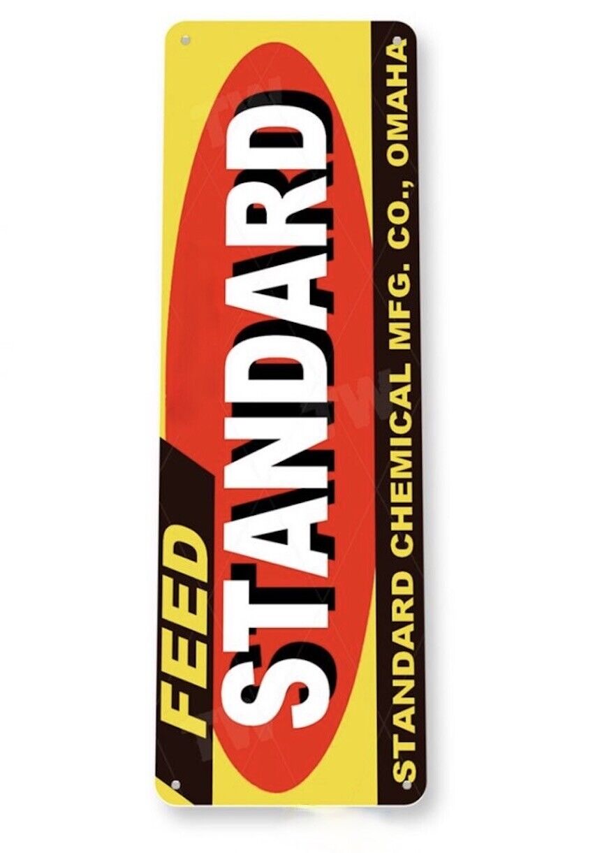 STANDARD FEED TIN SIGN CHEMICAL MANUFACTURING COMPANY OMAHA NEBRASKA 6X18 inch 