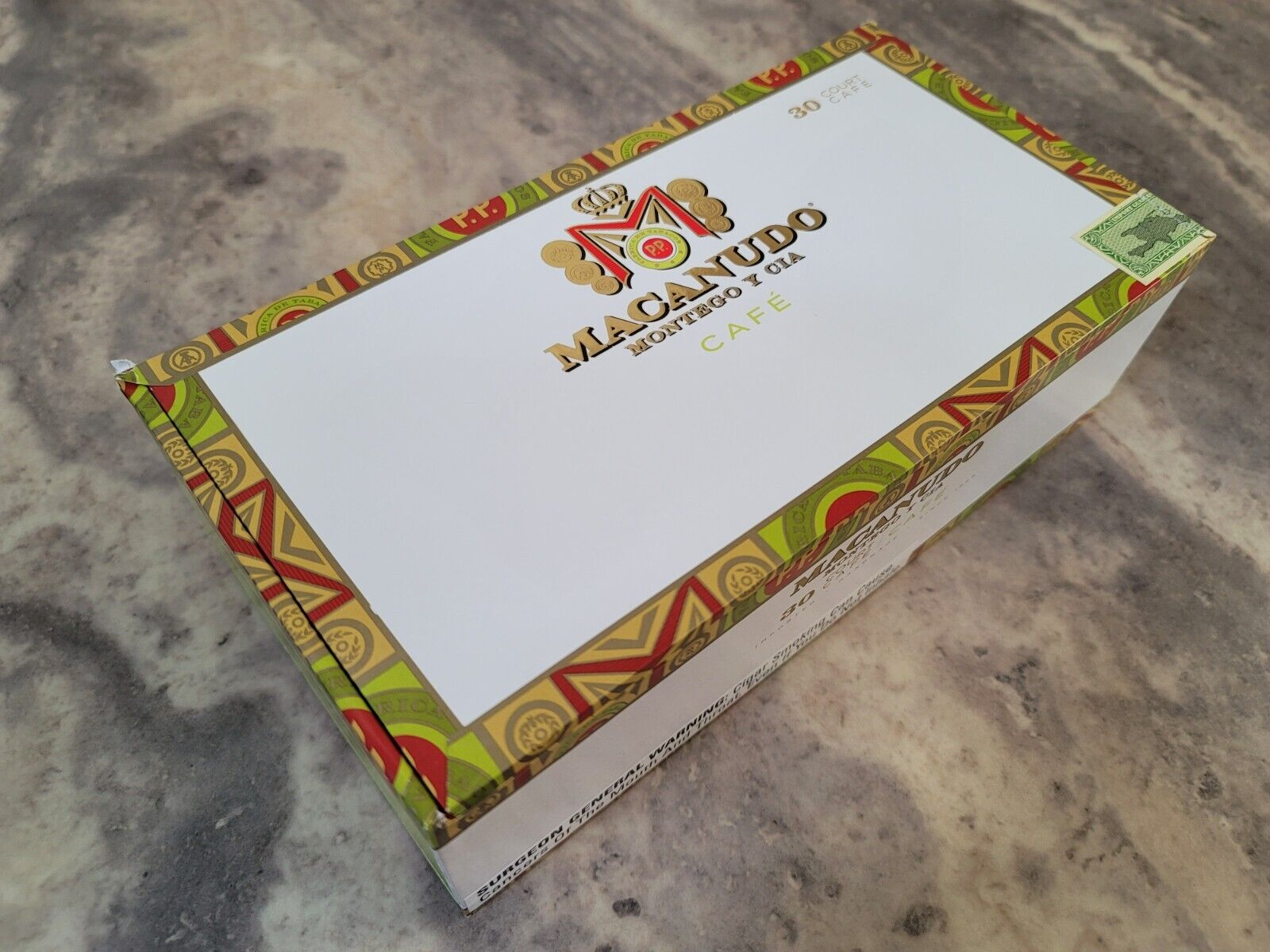Macanudo Montego Y Cia Court Cafe, Empty Wood Cigar Box - 9.5 x 4.75 x 3