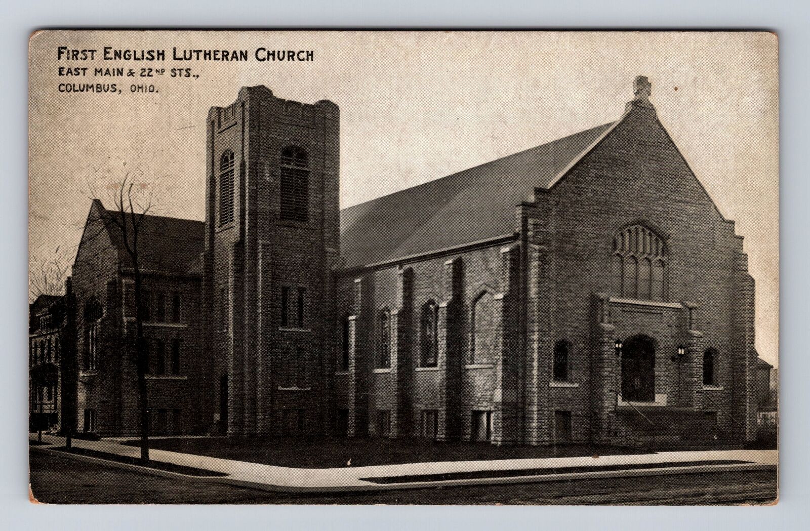 Columbus OH-Ohio, First English Lutheran Church, Vintage Souvenir c1913 Postcard