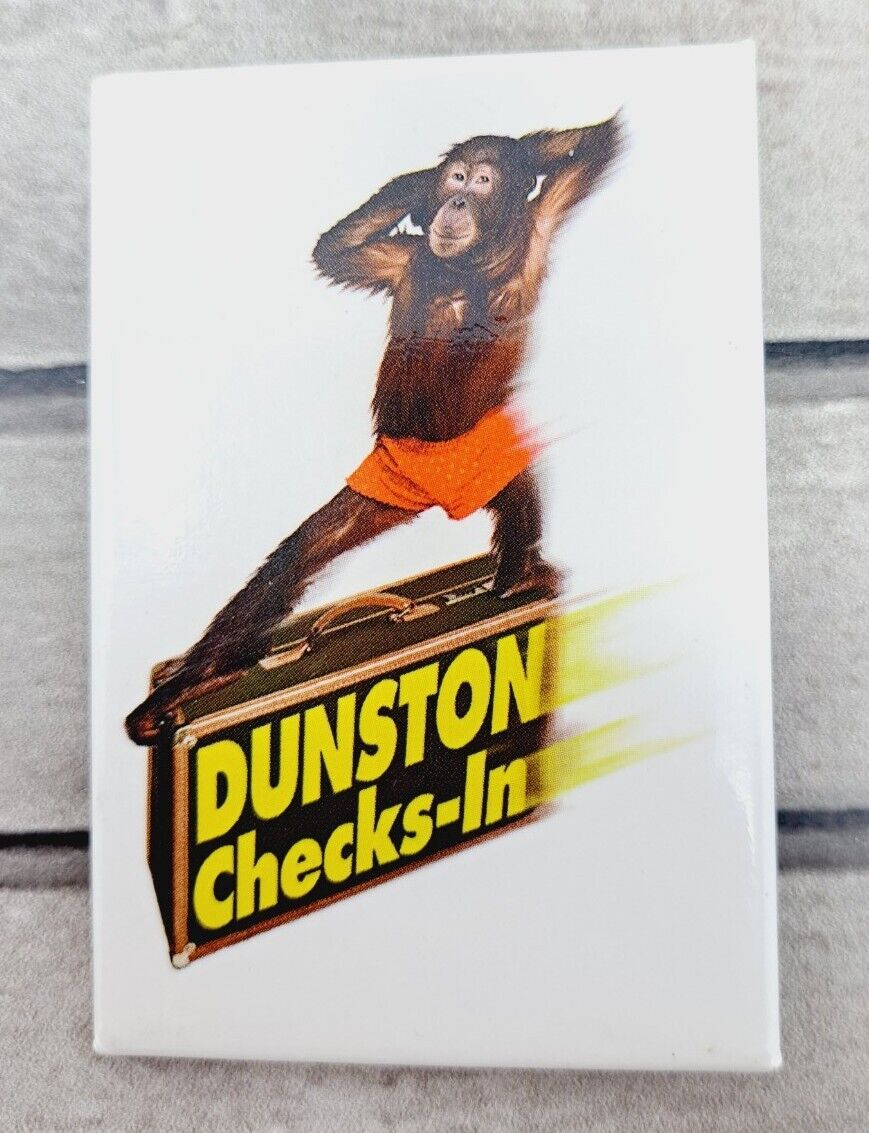 Dunston Checks-In Pinback Button 1996 Movie Promo VTG Orangutan Ape 20th Century