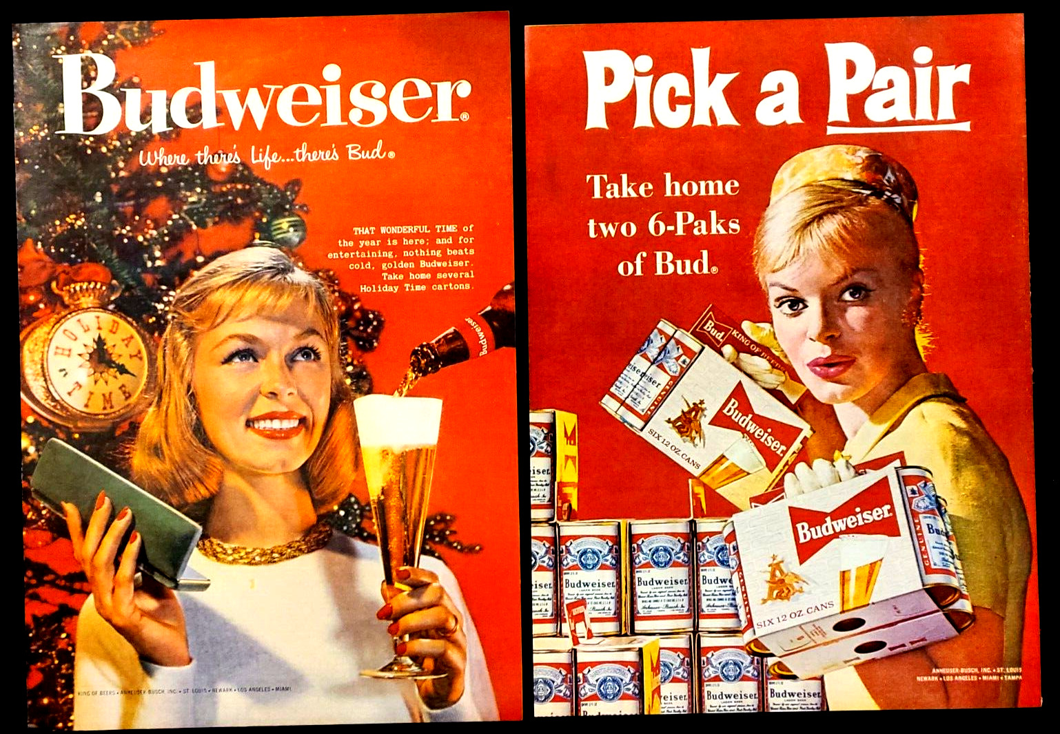 Budweiser Beer Original 1962 Vintage Print Ads