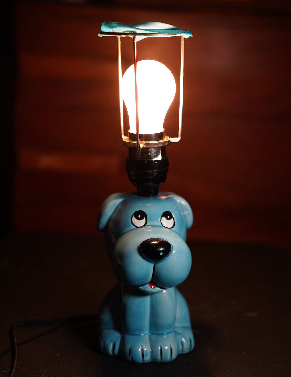 Big Eyed Puppy Dog Lab Boudoir Night Light Lamp Cartoon Blue Cute Bedroom Kids