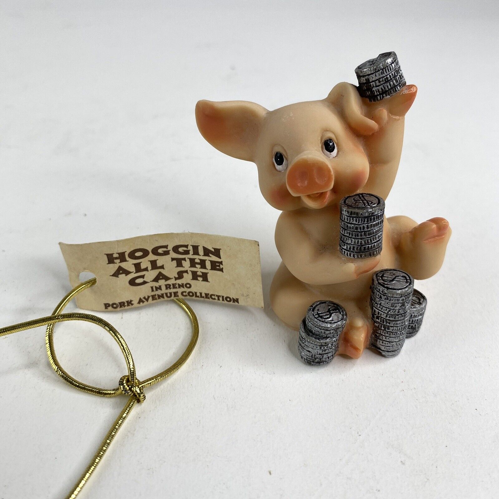 LITTLE PIG PLAYING WITH COINS Hoggin All The Cash PIGLETS FIGURINES