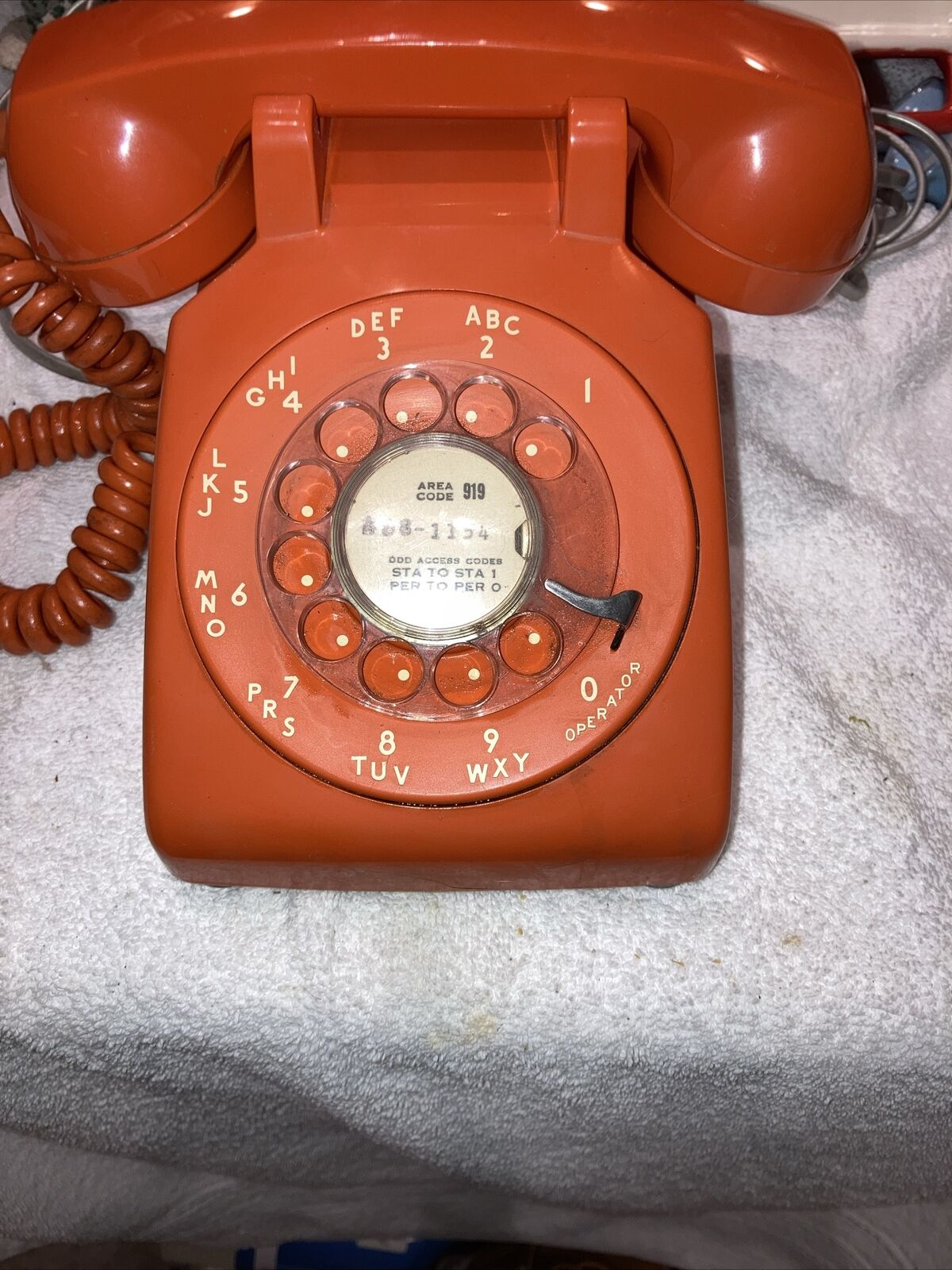 Brilliant Original ORANGE Rotary Dial Phone Telephone Retro Rare