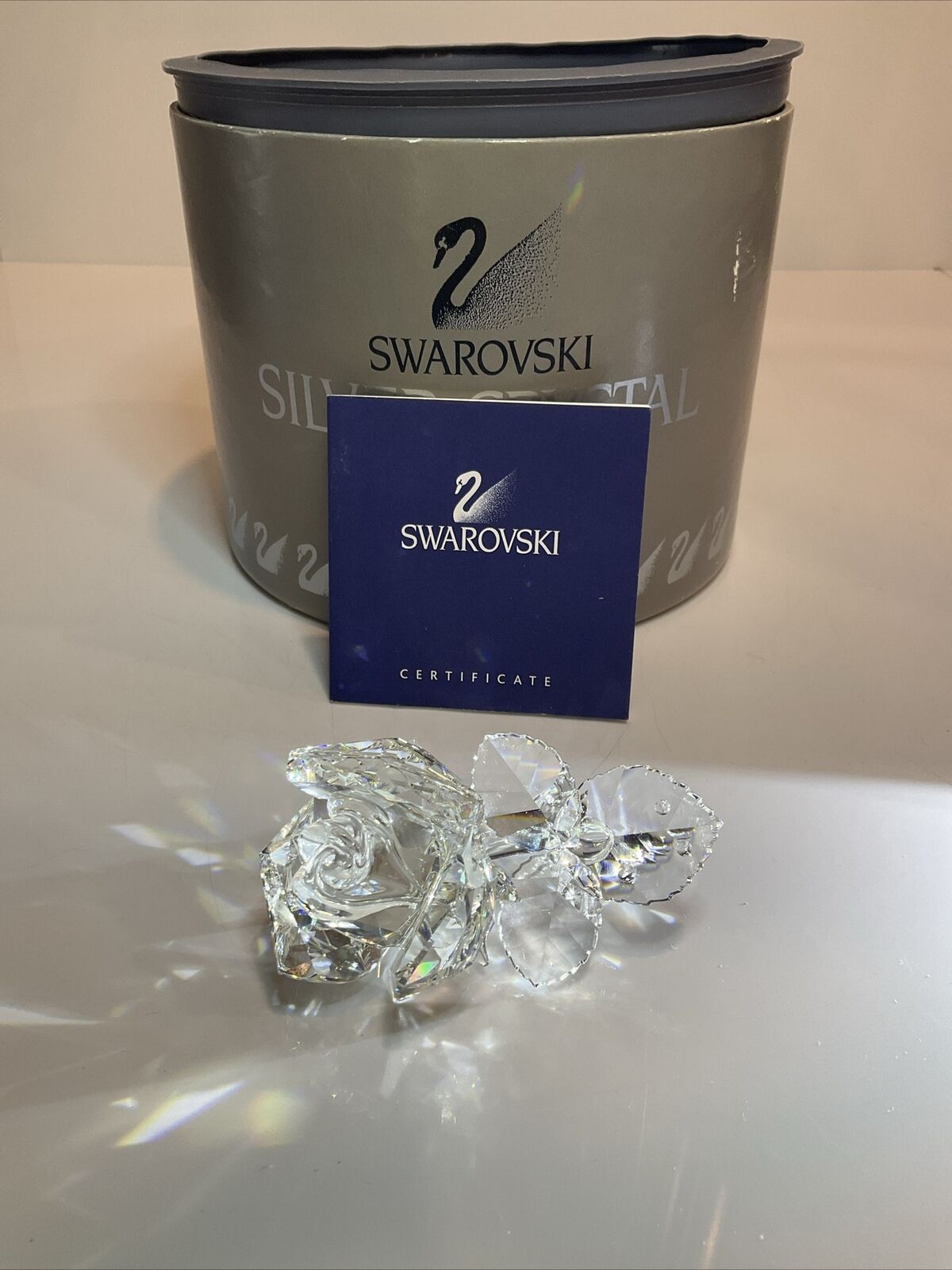 Swarovski The Rose with Dew Drops & Stem #7478 NR 000 001, #174956 Mint In Box