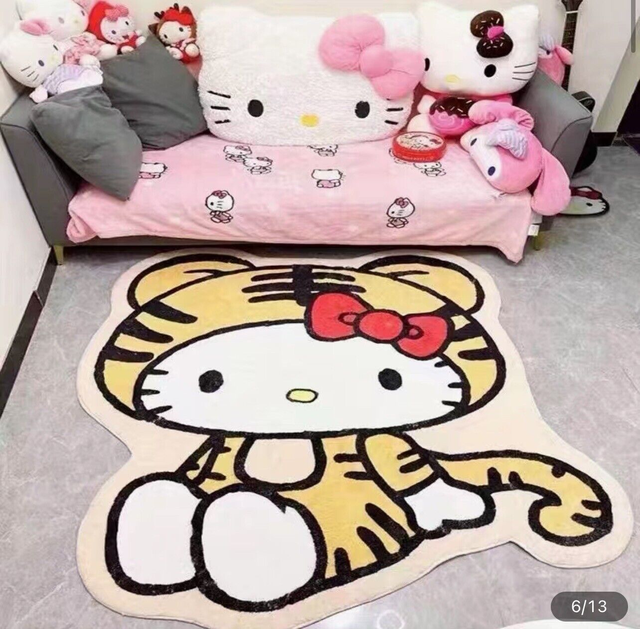 Tiger Hello Kitty Rug Mat Room Decoration Sanrio Miniso Kawaii 23”+ Carpet