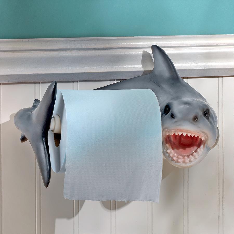 Jaws Great White Shark Ocean Wall Mounted Bathroom Toilet Tissue Paper Holder