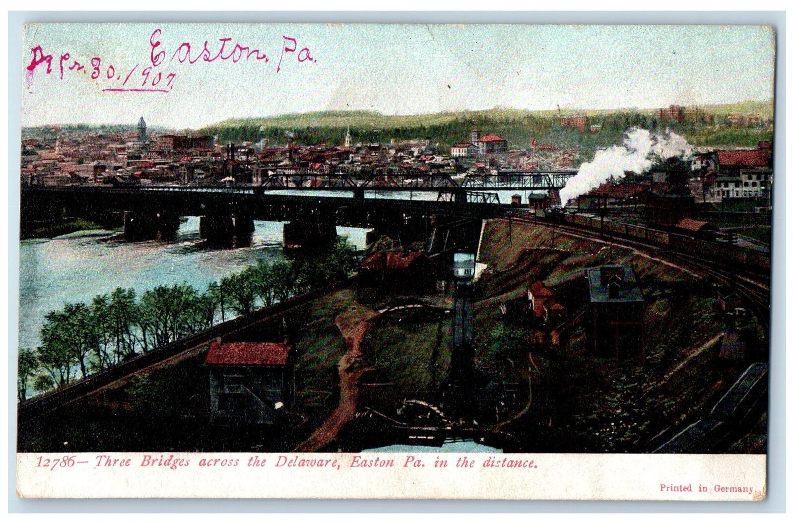 c1905 Three Bridges Across The Delaware Easton Pennsylvania PA Antique Postcard
