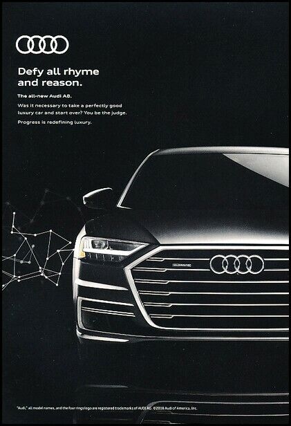 2018 Audi A8 Original Advertisement Print Art Car Ad K128