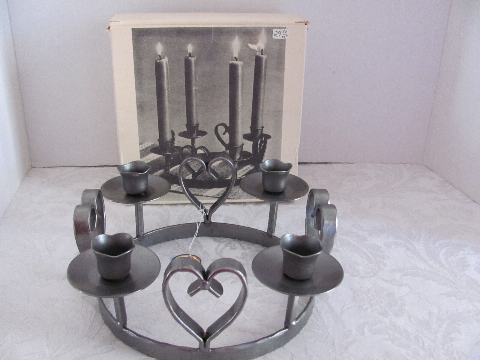 Dala Industrier by Eric Dalmas-Wrought Iron-Hearts-4 Candle Holder-Original Box