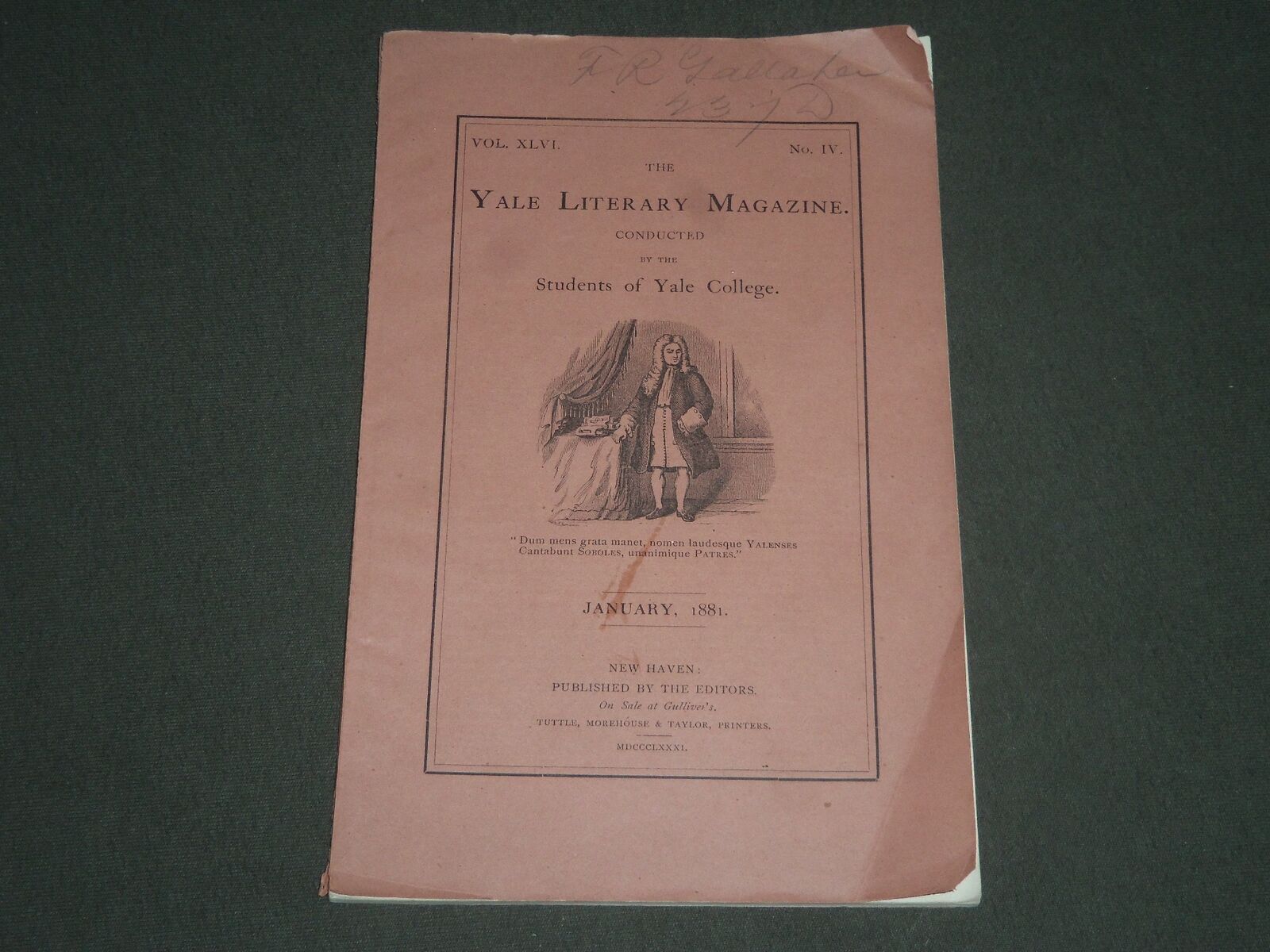 1881 JANUARY THE YALE LITERARY SOFTCOVER MAGAZINE - J 2342