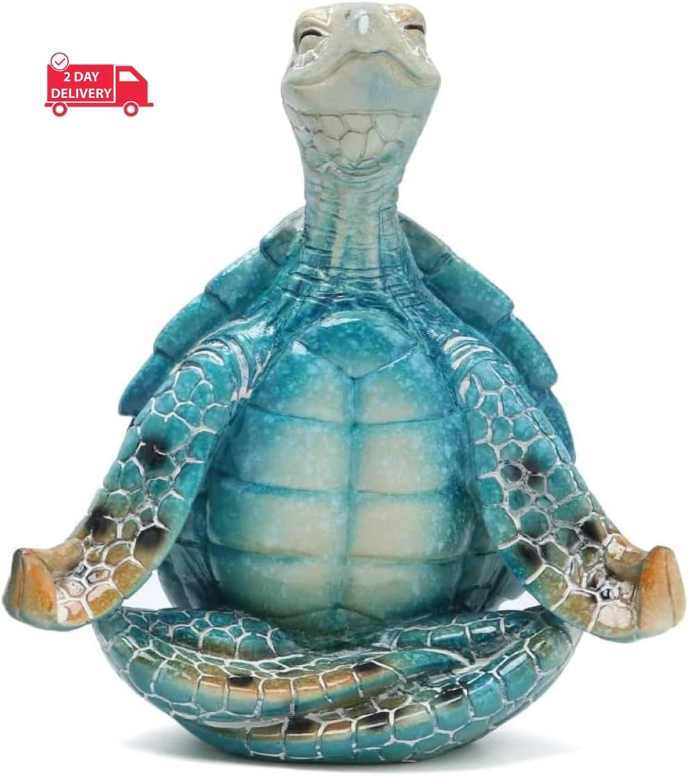 Sea Turtle Meditation Yoga Decor, Sea Turtle Meditating Coastal Beach Decoration