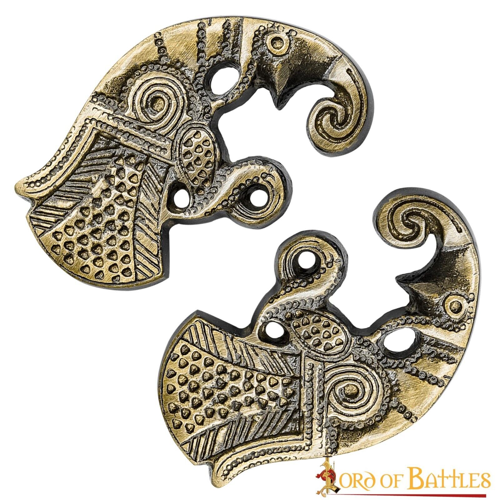 Brass Adornments Odin Ravens Renaissance Leather Fitting Clothing Accessory Pair