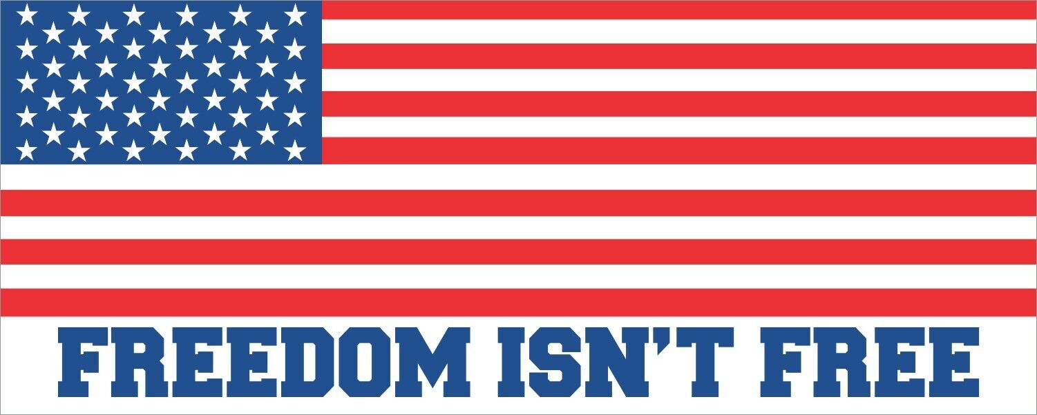 10in x 4in Freedom Isn\'t Free USA Flag Sticker Car Truck Vehicle Bumper Decal