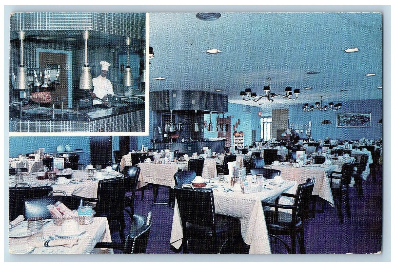 1967 Open Heart Restaurant Interior Chef Stateville North Carolina NC Postcard