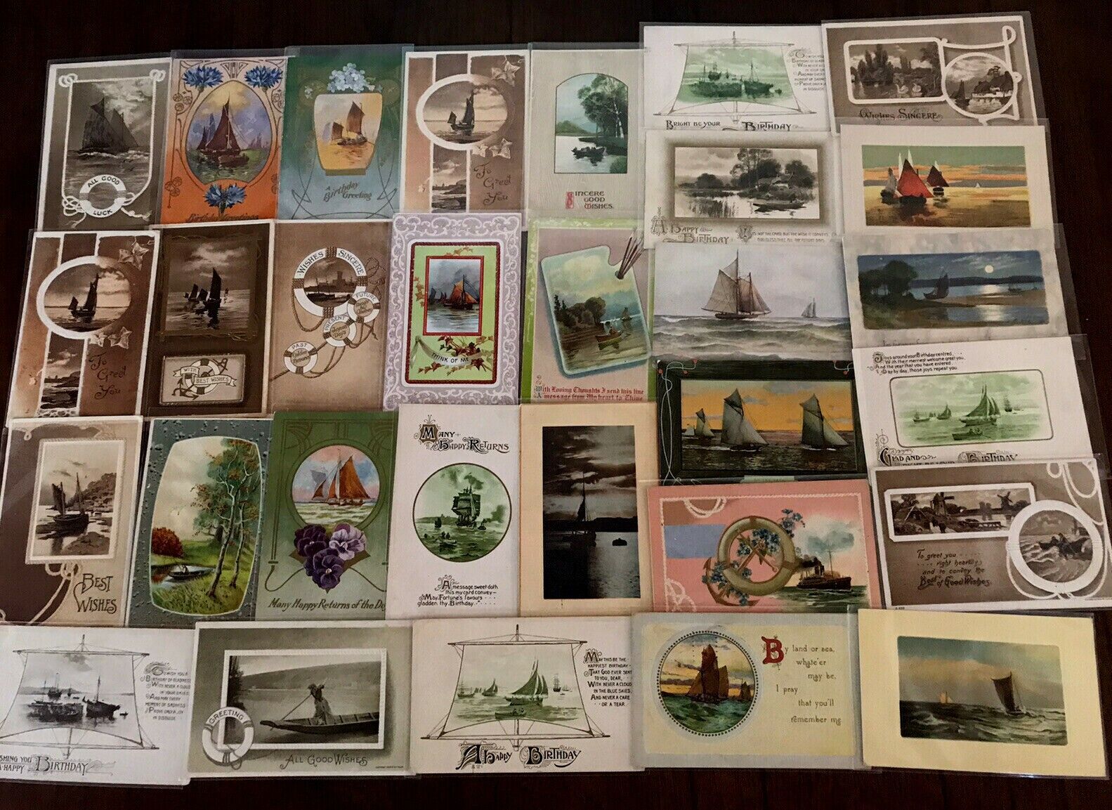 Lot of  35 Vintage Postcards with Nautical~Boats~Sea~& Water Scenes Scenic-p678