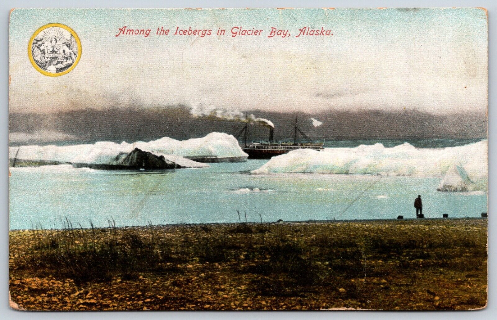 Postcard Among The Iceberg In Glacier Bay Alaska Posted 1910